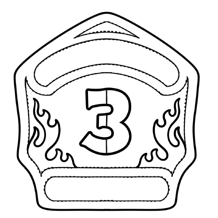 Black and white illustration of a fire department badge with number 3