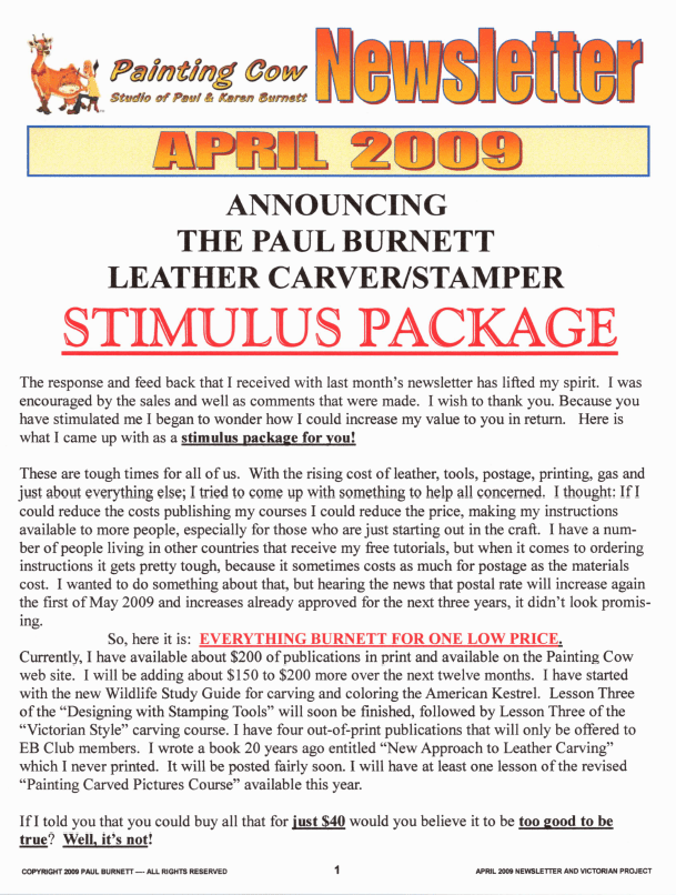 Painting Cow Newsletter – April 2009 - Learn Leathercraft